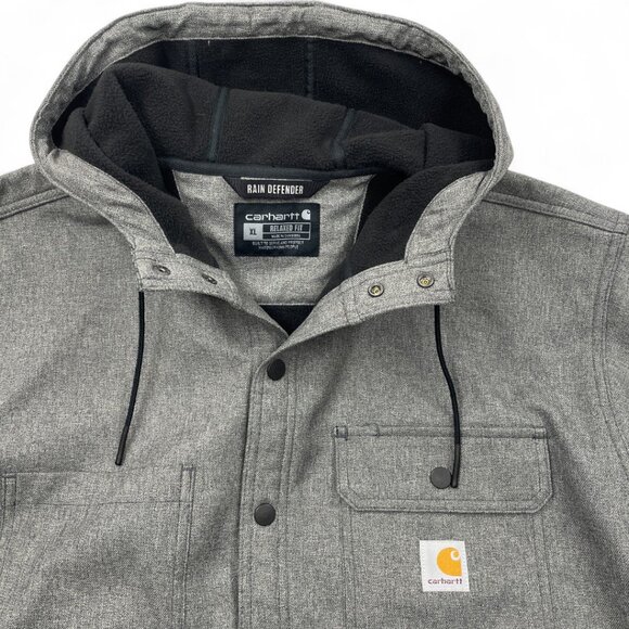 Carhartt Rain Defender Gray Fleece Lined 105022 Hooded Coat Jacket Men's XL - Picture 3 of 11